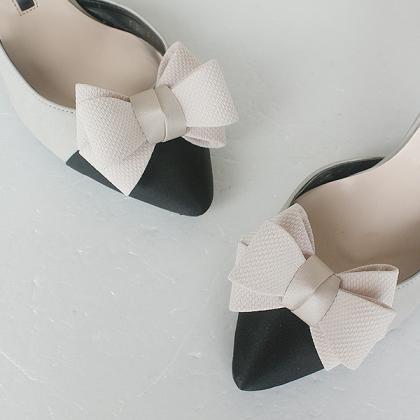 Ribbon Beige Bridal Shoe Clips,shoe Clips,wedding..