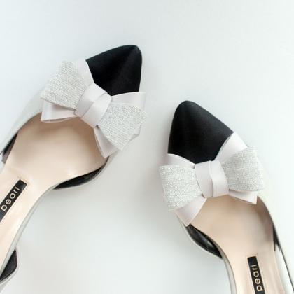 Gray RIbbon Bridal Shoe Clips,pink ..