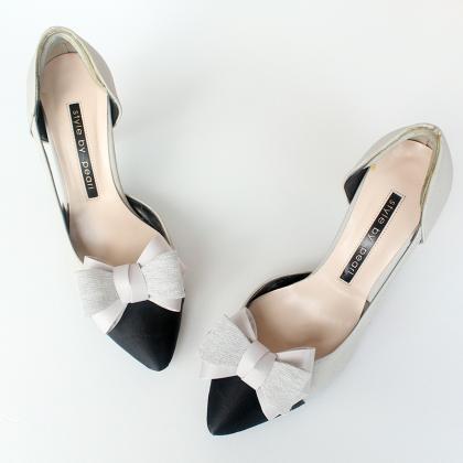 Gray RIbbon Bridal Shoe Clips,pink ..