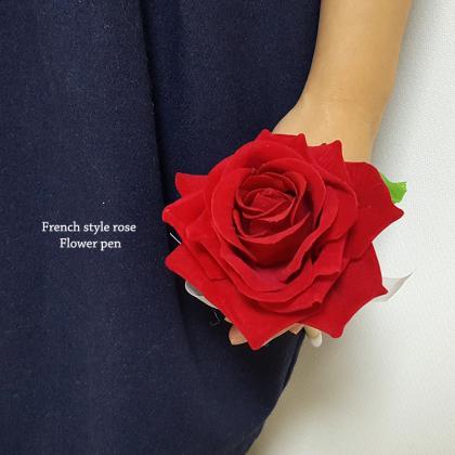 Vivid Red Rose Flower Pen ,wedding Guest Book..