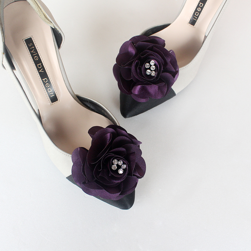 Detachable deep purple Bridal Shoe Clips,Shoe Clips,purple,Wedding Clips, Bridal Shoe Accessories,wedding shoes corsage,Ultraviolet