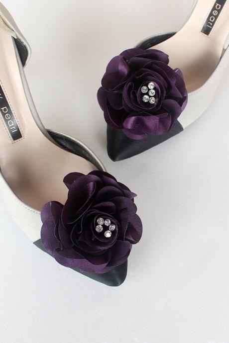 Detachable Deep Purple Bridal Shoe Clips,shoe Clips,purple,wedding Clips, Bridal Shoe Accessories,wedding Shoes Corsage,ultraviolet