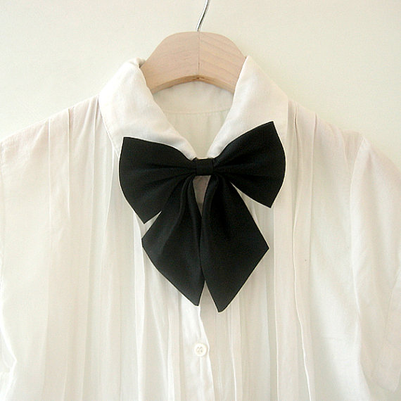 FREE SHIPPING,Black big ribbon tie,Black neck tie for woman,wedding,Big ribbon,Ribbontie,Black